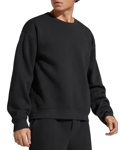 G4Free Fleece Lined Sweatshirts for Men Long Sleeve Crewneck Pullover Casual Loose Fit Fashion Tops Winter (Black,S) - Image 1