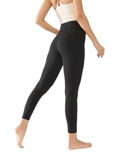 INVICTUSY Women High Waisted Leggings Soft Athletic Tummy Control Yoga Pants Workout Athletic A Black - Thumbnail 4