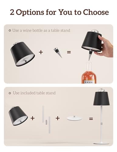 Joyzy Table Lamp with Projector Lighting, Wireless Wine Bottle Lamps Rechargeable Wine Bottle Lights Water Wave Ripple Projection Liquor Bottle Room Decoration Light Ambient for Bar Restaurants - Thumbnail 6