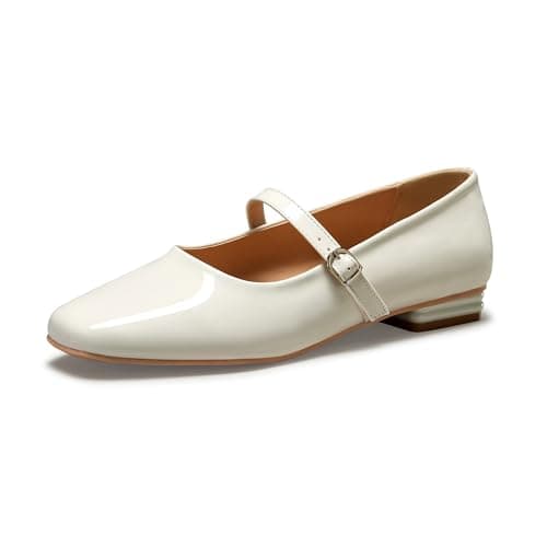 StillFancxy Women's Mary Jane Flats Closed Round Toe Ballet Flat Dressy Comfortable Slip on Shoes White Patent - Thumbnail 3