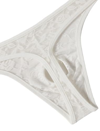 Avidlove Mens Lace Underwear Briefs Open Front Panties Low Rise Sexy Bikini Briefs Underwear 1-3 Pack White - Thumbnail 5