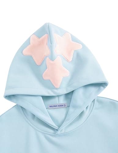 Aelfric Eden Star Hoodie Y2K Graphic Hoodies for Men Women Oversized Pullover Streetwear Hooded Sweatshirt Blue X-Large - Thumbnail 3