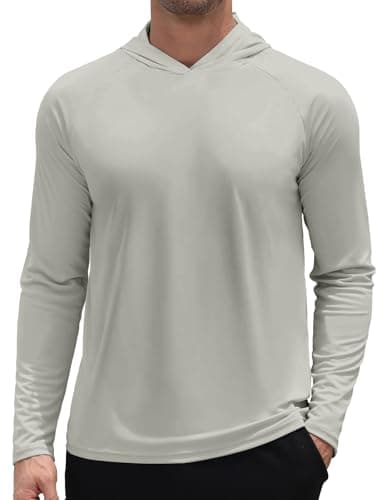 3rd hill Men's UPF 50+ Sun Hoodie UV Protection Long Sleeve Swimming Rash Guard SPF Quick Dry Fishing Hiking Shirt for Outdoor Sports Gray L