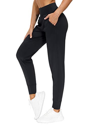 THE GYM PEOPLE Women's Joggers Pants Lightweight Athletic Leggings Tapered Lounge Pants for Workout, Yoga, Running Black - Image 1