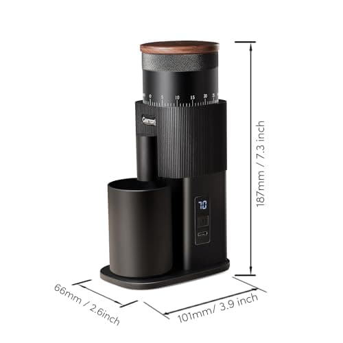Portable Electric Burr Coffee Grinder,Wirsh Geimori T38 with 3600mAh Battery& Stepless Adjustment for Espresso,Pour Over,French Press, Single Dose, Fast USB-C Charging,Travel & Home Use,Black - Thumbnail 5