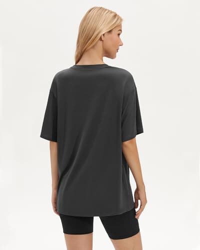Stelle Women Crew Neck Short Sleeve T Shirts Summer Tops Oversized Tshirts Soft Basic Tee Shirt Charcoal X-Small - Thumbnail 2