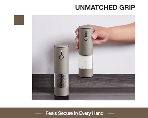 Stainless Steel Rechargeable Electric Salt and Pepper Grinder Set, USB Charging with Dust Cover, 6 Adjustable Grinding Modes + LED Light 2pack，Brown - Thumbnail 6