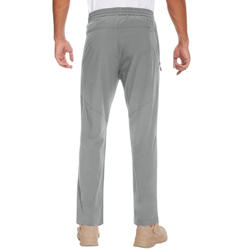 MOURCE Athletic Fit Quick-Dry Track Mens Pants - Drawstring Men's Joggers Golf Breathable, Light Grey 3XL - Thumbnail 2