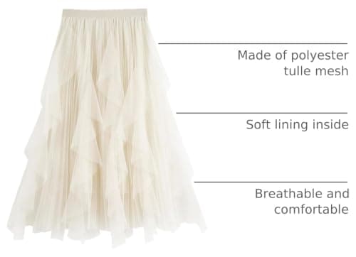 Women's Tulle Skirt A-Line Long Fairy Skirts Elastic Waist Layered Skirts Midi Skirts for Formal Party - Thumbnail 4
