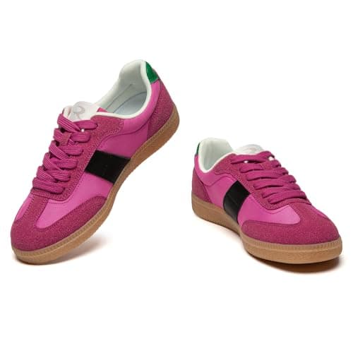 Rihero Women's Fashion Sneakers Classic Tennis Shoes Casual Lace-Up Walking Shoes Pink Size 7.5 - Thumbnail 5