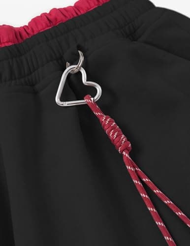 Aelfric Eden Stripes Baggy Barrel Sweatpants Elastic Double Waist Wide Leg Pants Women Men Casual Y2K Unisex Lounge Trouser Black Red XS - Thumbnail 5