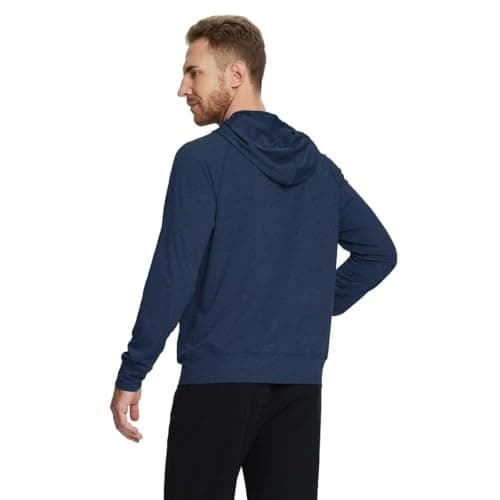 M MAELREG Mens Hoodie Pullover Performance Dry Fit Lightweight Quarter Zip Workout Sport Golf Hooded Sweatshirt Men Cobalt Heather - Thumbnail 4