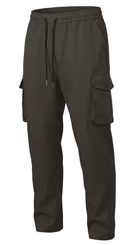 DISLANBO Men's Lightweight Cargo Pants Elastic Drawstring Casual Relaxed Fit Tapered Pants Multi Pockets Darkgray M - Image 1