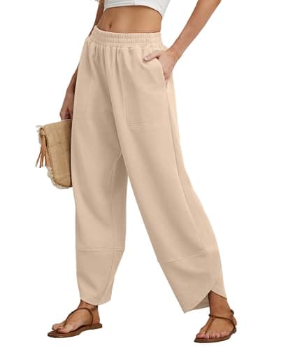 FREEOAK Womens Trousers Palazzo Paperbag Pants Harem Travel Fall Winter Work Sweatpantss Relaxed Fit Outfits Blacks Wide Leg Gaucho Cozy - Image 1