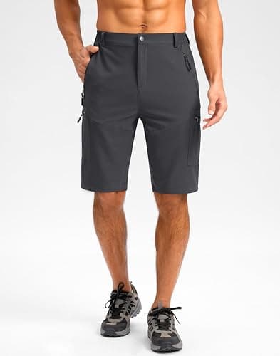 Pudolla Men's Hiking Shorts 11" Lightweight Cargo Work Shorts for Men Summer Travel Golf Casual Outdoor with 5 Pockets(Deep Grey X-Large) - Thumbnail 2