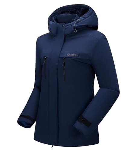 BOWOXO Women's Waterproof Ski Jacket - Insulated Winter Snow Coat to Stay Protected & Warm on the Slopes(Navy,L) - Thumbnail 2
