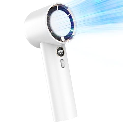 WAFTING Portable Handheld Fan,5000mAh High Speed Turbo Personal Fan with 100 Speed Adjustable, Up to 17 Working Hours, Digital Display, for Travel Outdoor Hot Flashes(White) - Image 1