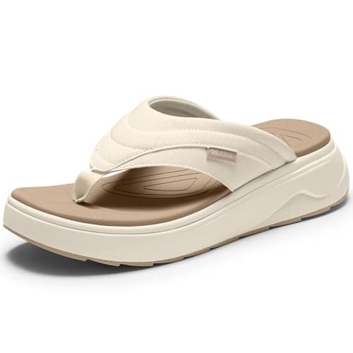 Vilanva Women's platform flip-flops Beige Size 10 - Image 1