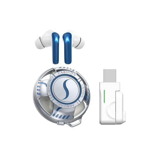 Wireless Bluetooth 5.3 Earbuds Active Noise Canceling Glow Headphones 2.4G Metal Outdoor Wireless Earbuds, 13mm Drivers for Deep Bass, 1H Fast Charging, 5H Play, Fit for Daily, Travel & Sports(Blue)