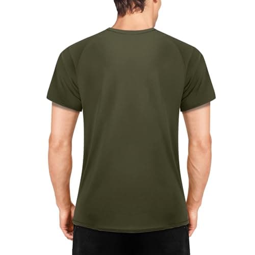 3rd hill Mens Swimming Shirts Short Sleeve UPF 50 Quick Dry Sun Protection Rash Guard Shirts for Fishing Running Army Green L - Thumbnail 2