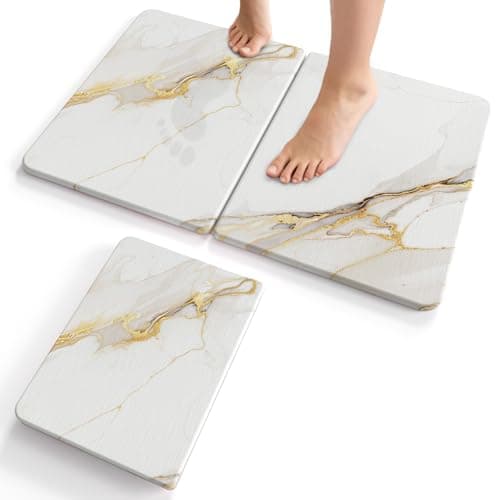 Foldable Diatomaceous Earth Bath Mat - 24"x16" Ultra-Absorbent Stone Shower Mat for Bathroom Floor - Instant Dry Non-Slip Diatomite Floor Mat - Minimalist Stone Dish Drying Mat for Kitchen - Image 1