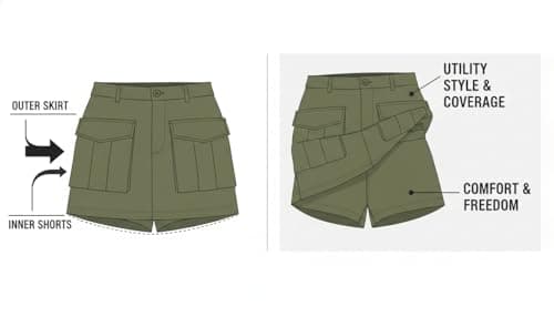 HiMONE Womens Mini Cargo Skort Skirt Shorts with Large Pockets High Waisted Casual Summer Streetwear Skort(Khaki-L) - Thumbnail 3