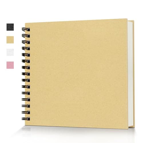 Popotop 8x8 Inch Scrapbook Photo Album, 60 Page Decorative Kraft Paper Book for 4x6 Pictures, DIY Memory Photo Albums as Gifts for Wedding Baby Christmas School Family - Image 1