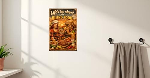 Life’s Too Short For Bland Food Vintage Tin Sign Spicy Kitchen Wall Decor Metal Plaque Retro Cooking Art Hot Sauce Grill Restaurant Cafe 8x12 Inch Pre Drilled Holes - Thumbnail 4