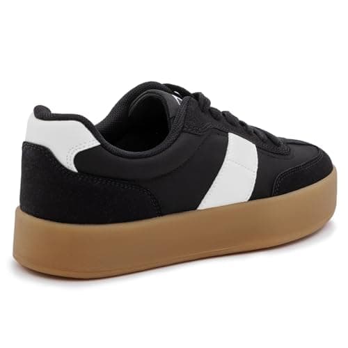Rihero Platform Sneakers for Women Fashion Tennis Walking Shoes Ladies Comfortable Non-Slip Casual Black Sneakers Size 8 - Thumbnail 5