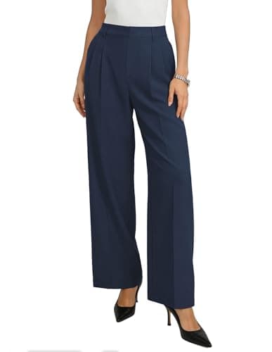 GRACE KARIN Wide Leg Pants for Women 2026 Trendy Elastic Waist Trousers Business Casual Chic Interview Outfit Navy Blue Small - Image 1