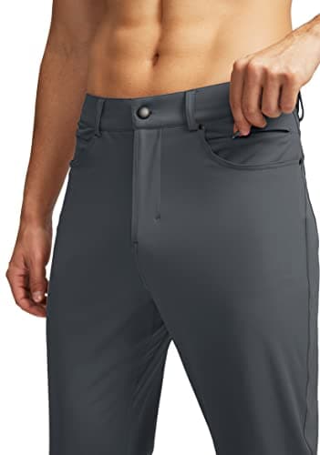 Men's Stretch Golf Pants with 6 Pockets Slim Fit Dress Pants for Men Travel Casual Work (Ink Grey, S) - Thumbnail 2