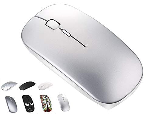 Bluetooth Wireless Mouse for MacBook Air Mac Pro Laptop Computer iPad Pad PC Laser Optical Rechargeable Mini Slim Silent Mouse Widely Used Desktop Hp iMac (Silver) - Image 1
