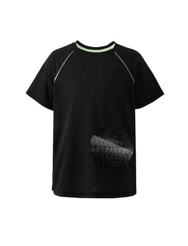 PATPAT Boys Performance T-Shirts with Breathable Air-Grid, Ultra Lightweight Short Sleeve Athletic Shirt for Active Kid Youth, Hyper Black, US10/M - Image 1