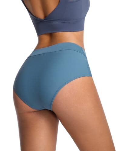 COCOPEAR V Cut Mid Rise Bikini Bottoms for Women Cross Front Bathing Suit Bottoms for Women Cornflower Blue L - Thumbnail 4