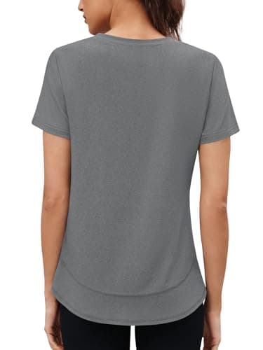 3rd hill Womens Workout Tops Short Sleeve Crewneck Sports Yoga Running Shirts Quick Dry Outfits Gray XL - Thumbnail 6