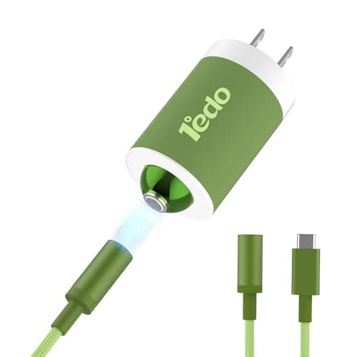 Magnetic for iPhone Charger, 1°edo GaN 30W Fast USB C Charger Block, PD 3.0 QC 4.0 Foldable with 6FT Cable Magnetic Fast Charger for iPhone 17/16 and More Series, Samsung Galaxy, iPad (Green)