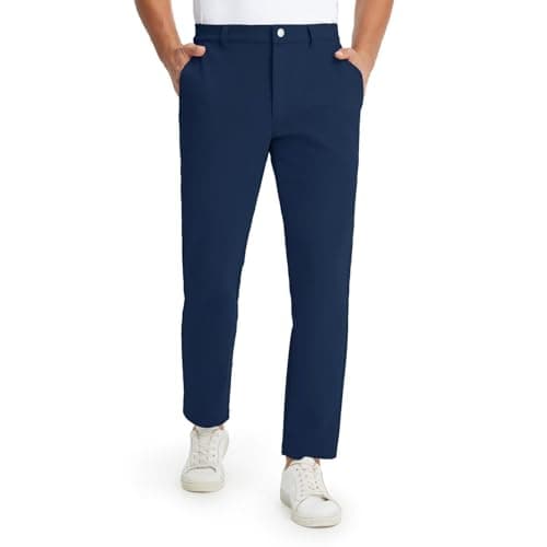 M MAELREG Fleece Golf Pants Men 30"/32"/34" Quick Dry Stretch Water-Resistant Casual Mens Dress Pants with Pockets Navy