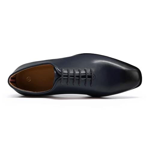 AUSTIN MILL Mens Dress Shoes Plain Toe Lace Up Oxfords for Business Work Wedding Office Prom Dark Blue - Thumbnail 5