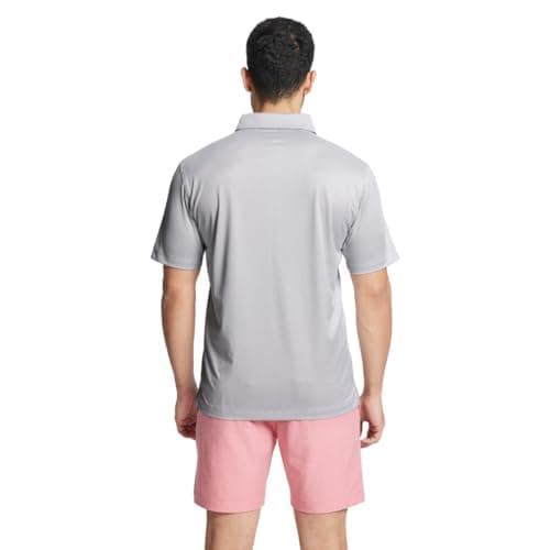M MAELREG Mens Polo Shirts Short Sleeve Dry Fit Moisture Wicking Jacquard Performance Sport Golf Shirts for Men Grey White - Thumbnail 4