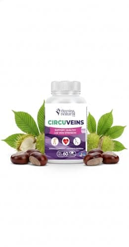 VITAMINS NATURAL CORP CircuVeins Circulation Support Supplement for Legs and Veins with Horse Chestnut Gotu Kola Butcher’s Broom and Grape Seed for Healthy Blood Flow and Leg Comfort – 60 Capsules