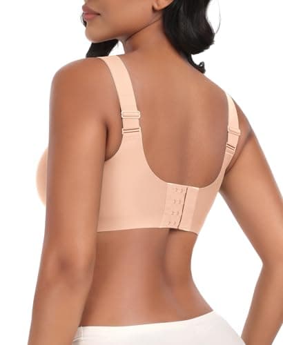 Ganado Seamless Wireless Bras for Women Full Coverage No Underwire Supportive Bras Padded T Shirt Bra Comfort Bralette (Nude, Small) - Thumbnail 3