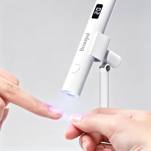 Larvall BEAUTPAL Handheld UV Light for Nails Mini Nail Dryer LED Light with Magnetic Stand, LCD Screen - Cordless Rechargeable USB Gel Nail Lamp Fast Curing for Home DIY Manicure - Image 1
