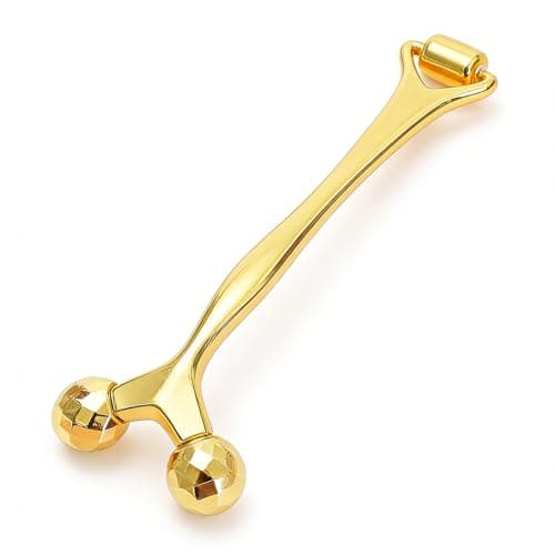 VISDOLL 3D Premium Metal Cooling Face Roller Massager Reduce Puffiness Gold - Image 1