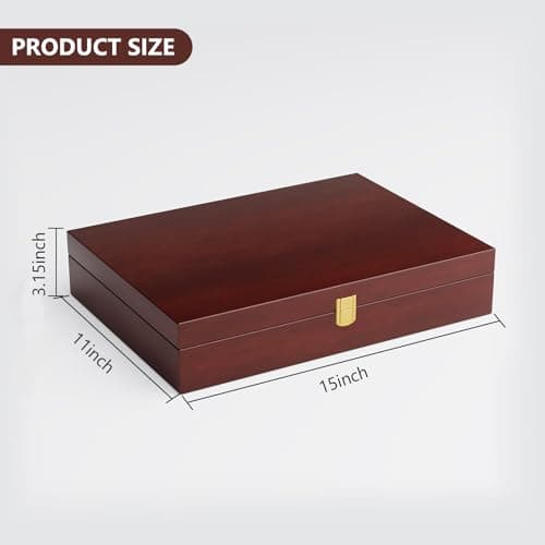 Solid Mahogany Silverware Storage Box,Silverware Chest Case with Lid and Felt Lined,Wood Flatware Storage Box for 12 sets of Utensils,Silverware Boxes for Flatware,Silverware Chest without Silverware - Thumbnail 6