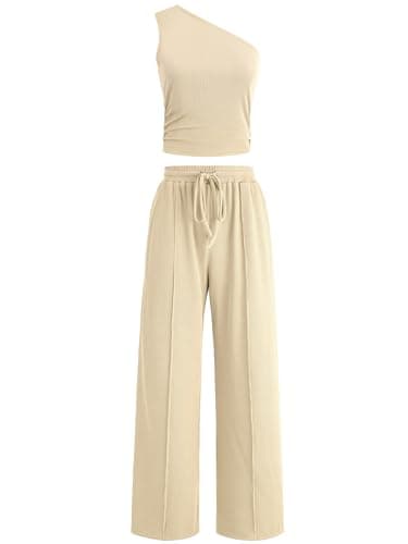 Casly Lamiit Summer Matching Sets Women Clothing 2 Piece Trendy Strapless tops Wide Leg Pants Set Lounge Wear 2026 Light Beige XS - Image 1