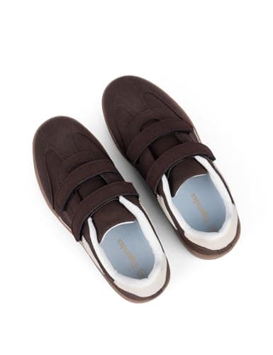 Tigeridea Suede Chocolate Shoes for Women Hook and Loop Fashion Sneakers Closed Toe Walking Shoes Comfortable Breathable Tennis Sneakers for Women Size 9.5 - Thumbnail 5