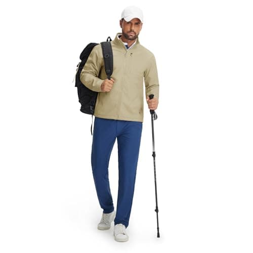 M MAELREG Mens Fleece Jacket Lightweight Soft Shell Warm Lined Golf Jacket Outdoor Hiking Tactical Coat Outerwear - Thumbnail 5