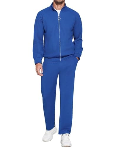 COOFANDY Mens Casual Tracksuits Jogging Track Suit 2 Piece Set Sport Sweatsuit Athletic Sweat Suit Sapphire Blue Small - Image 1