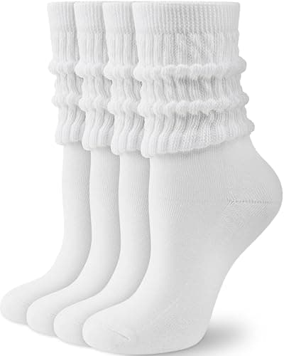 HONGTEYA Slouchy Crew Socks for Women Soft Scrunch Socks Cute Fashion Retro for Boot Sneakers Size 5-11 (White*2) - Image 1