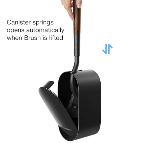 Toilet Bowl Brush and Holder, OSCIOSS Toilet Brush Set with Ergonomic Design, Compact Size, Durable Bristles, RV Toilet Brushes & Holders for Dead Corner Clean (Wood&Black, 1pack) - Thumbnail 4